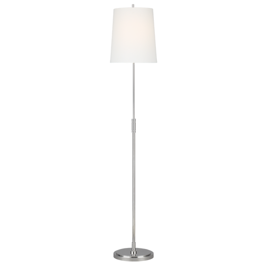 Beckham Classic Floor Lamp in Polished Nickel with Linen Shade