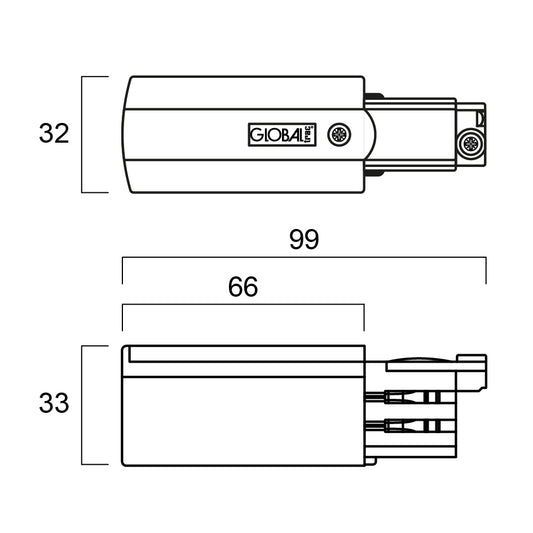 Britelux Three Phase Track End-Feed Connector