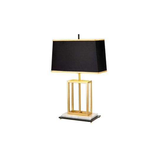 Atlas 1-Light Table Lamp in Brushed Brass with Black Shade