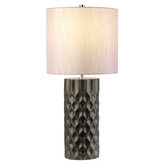 Barbican 1-Light Table Lamp in Graphite with Silver Shade