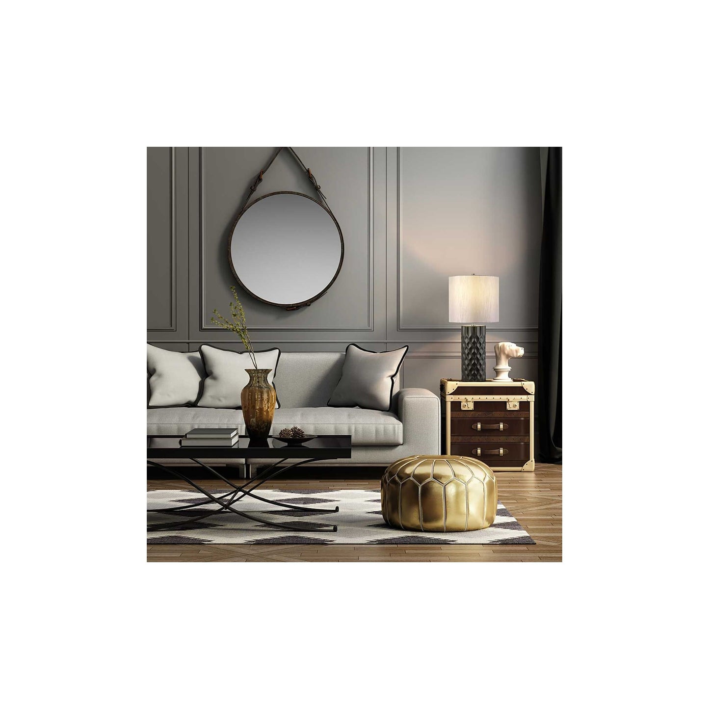 Barbican 1-Light Table Lamp in Graphite with Silver Shade