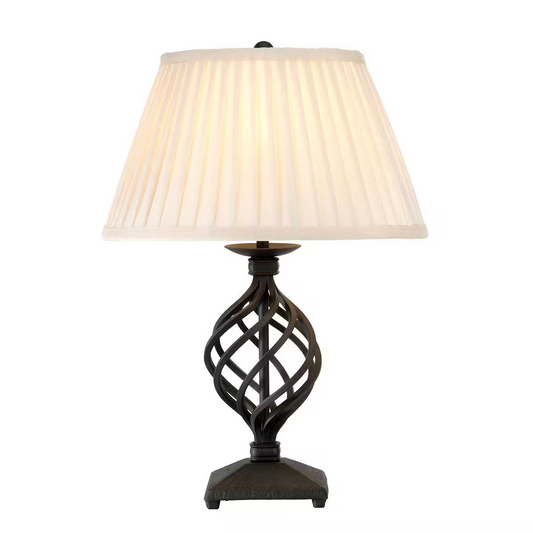 Belfry 1-Light Table Lamp in Black with Ivory Shade