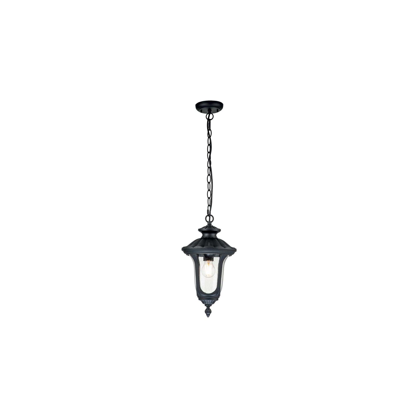 Chicago 1-Light Small Chain Lantern in Textured Black