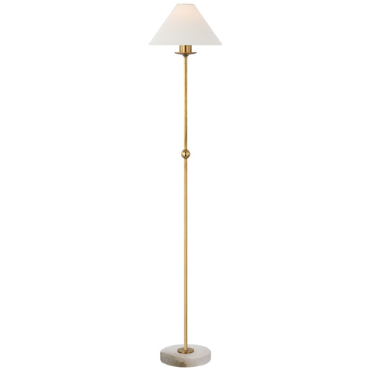 Caspian Medium Floor Lamp in Antique-Burnished Brass and Alabaster