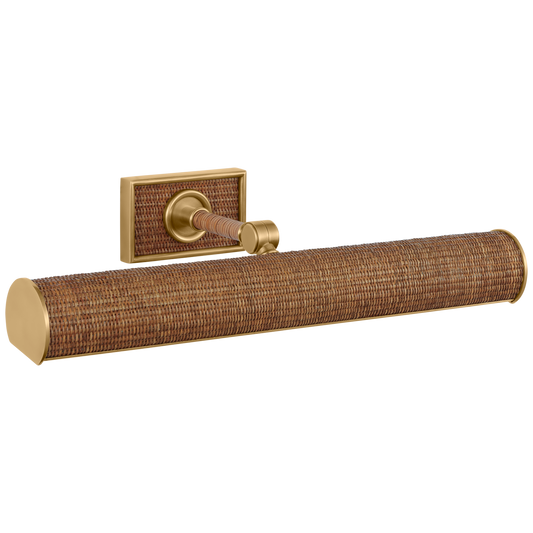 Halwell 18" Picture Light in Antique-Burnished and Natural Woven Rattan