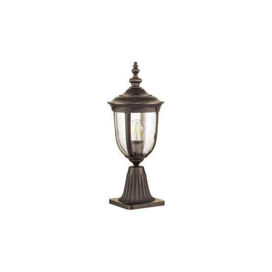 Cleveland 1-Light Small Pedestal Lantern in Weathered Bronze