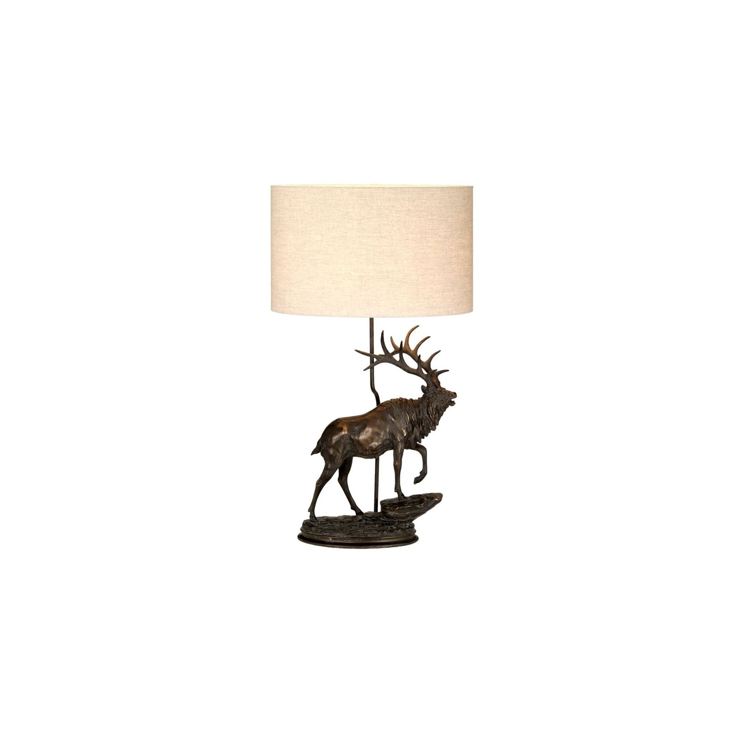 Angus 1-Light Table Lamp in Bronze Patina with Natural Oval Shade