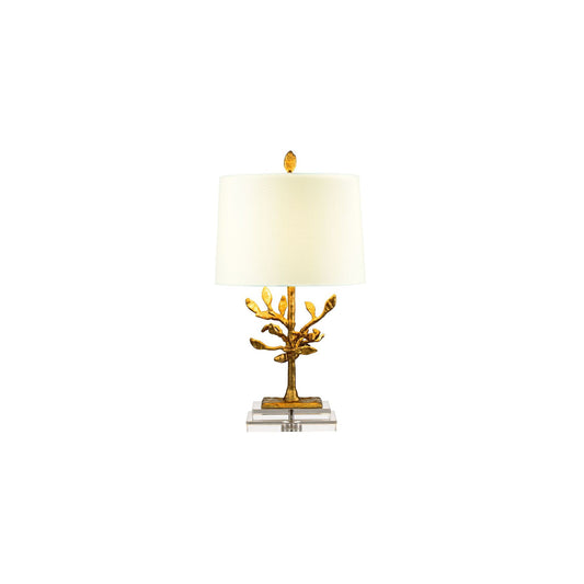 Audubon Park 1-Light Table Lamp in Distressed Gold with Cream Shade