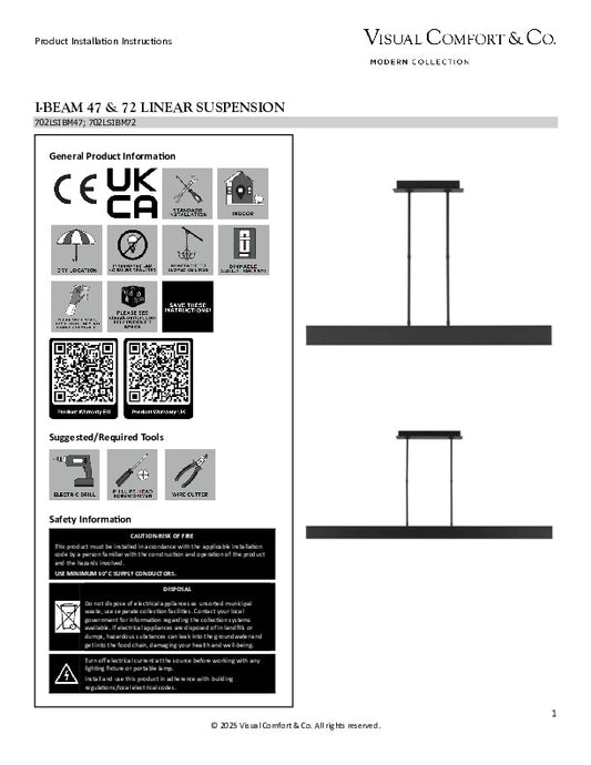 Visual Comfort I-Beam Linear Pendant