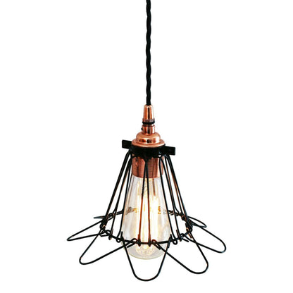 Juba Industrial Cage Pendant in Polished Copper