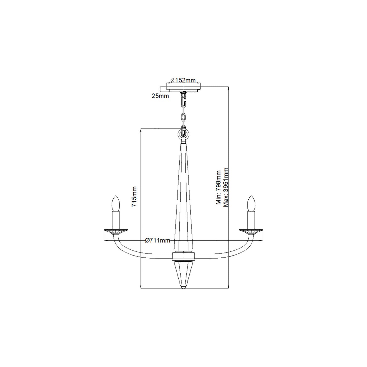 Ascher 6-Light Chandelier in Polished Nickel