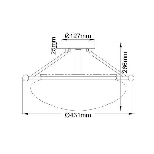Quintiesse Belle 3-Light Semi-Flush Ceiling Light