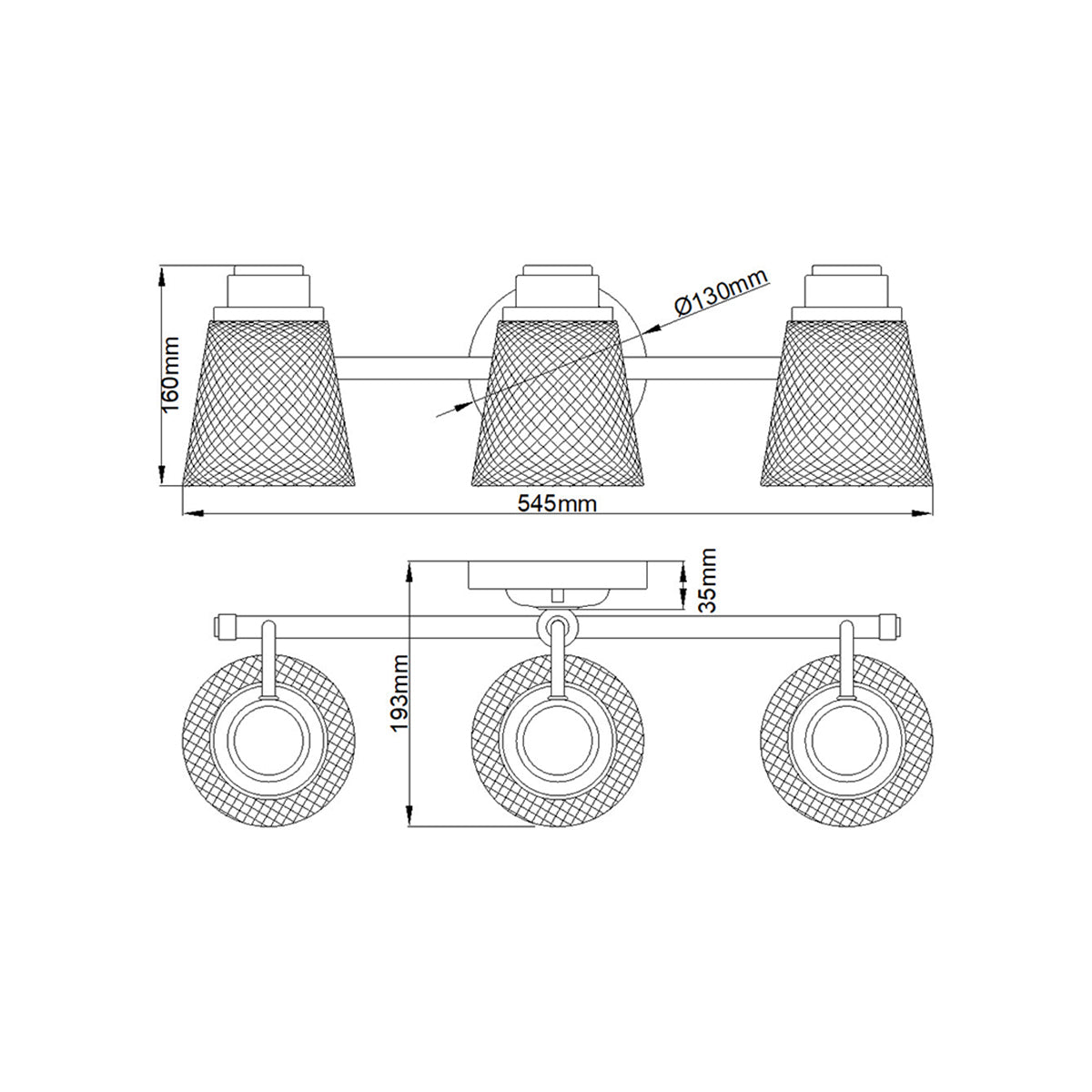 Quintiesse Hudson Three-Light Bathroom Wall Light