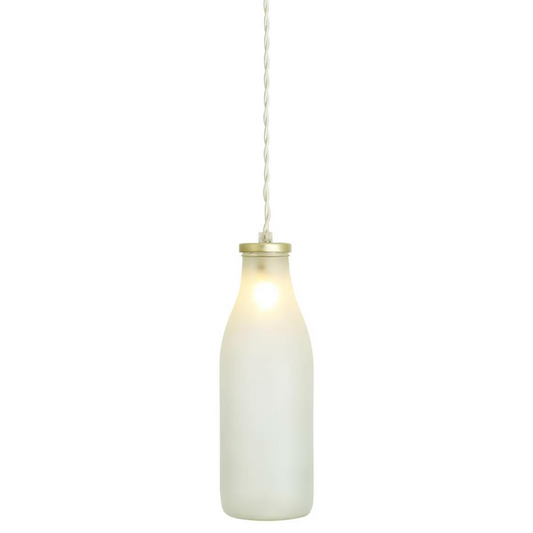 Milk Bottle Vintage Pendant in Satin Brass