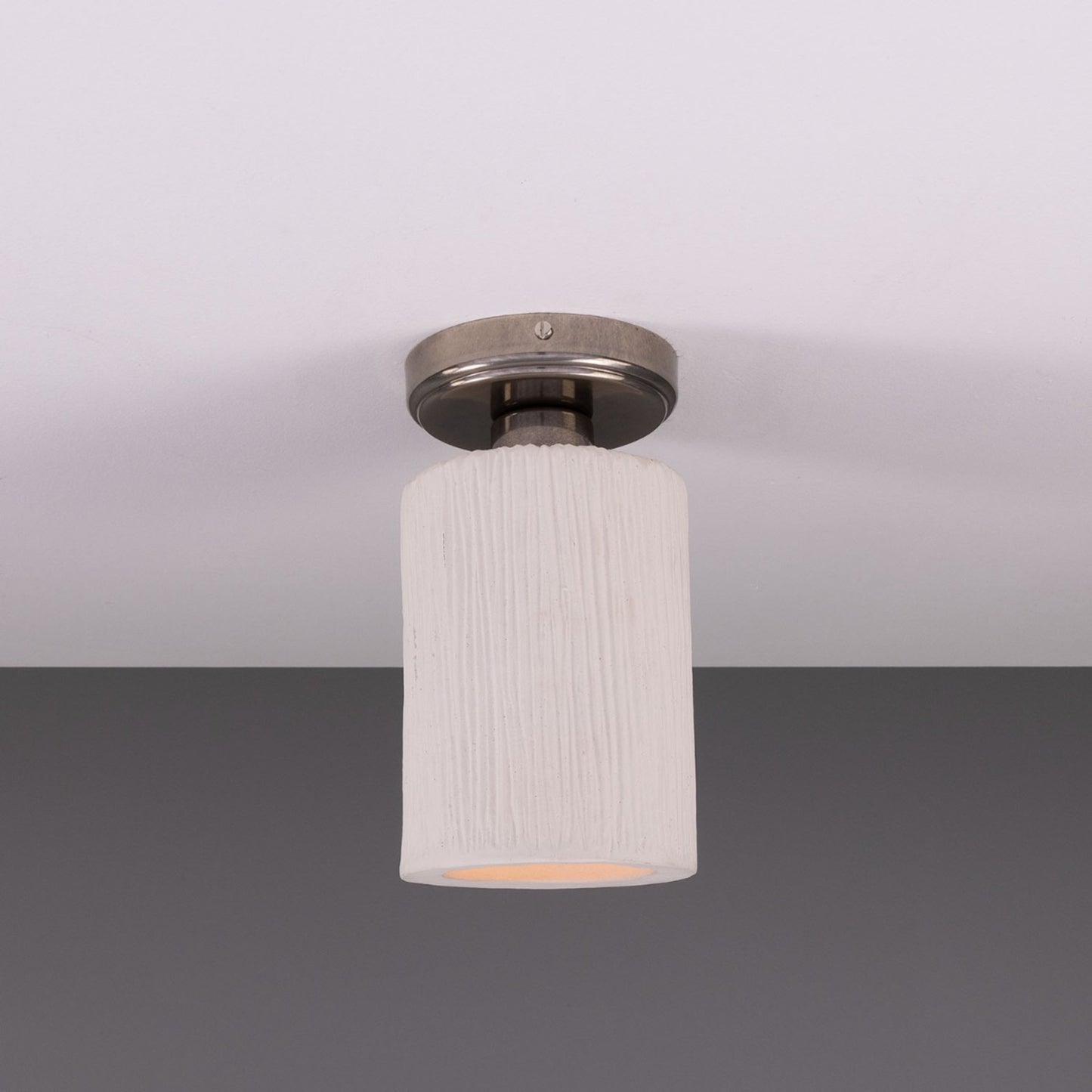 Senna Organic Ceramic Ceiling Light with Matt White Striped Shade