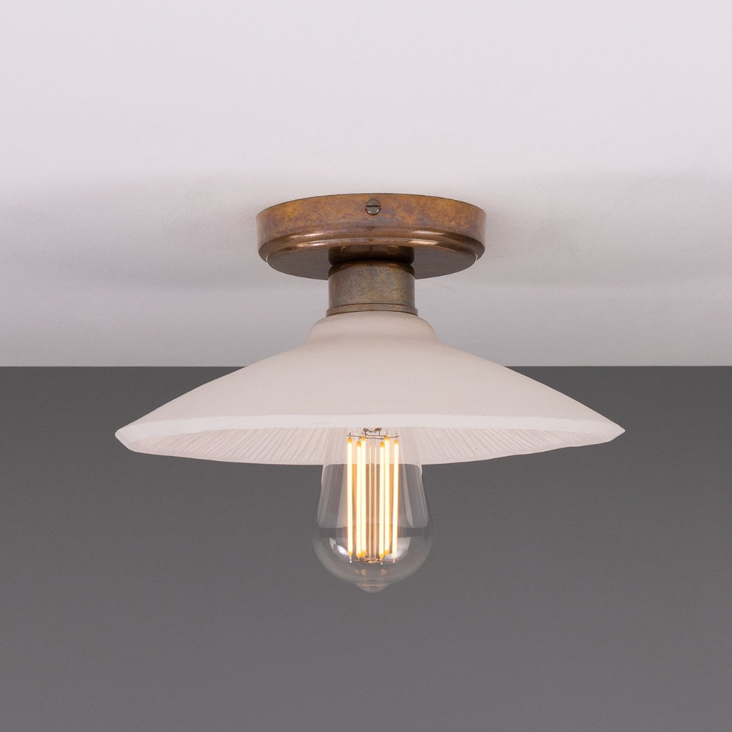 Pyrus Organic Ceramic Ceiling Light with Matt White Striped Shade