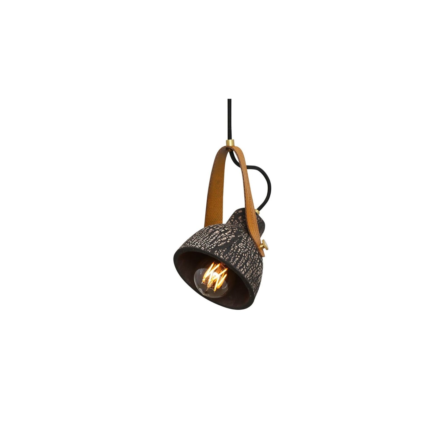 Pera Ceramic Pendant with Rescued Fire-Hose Strap
