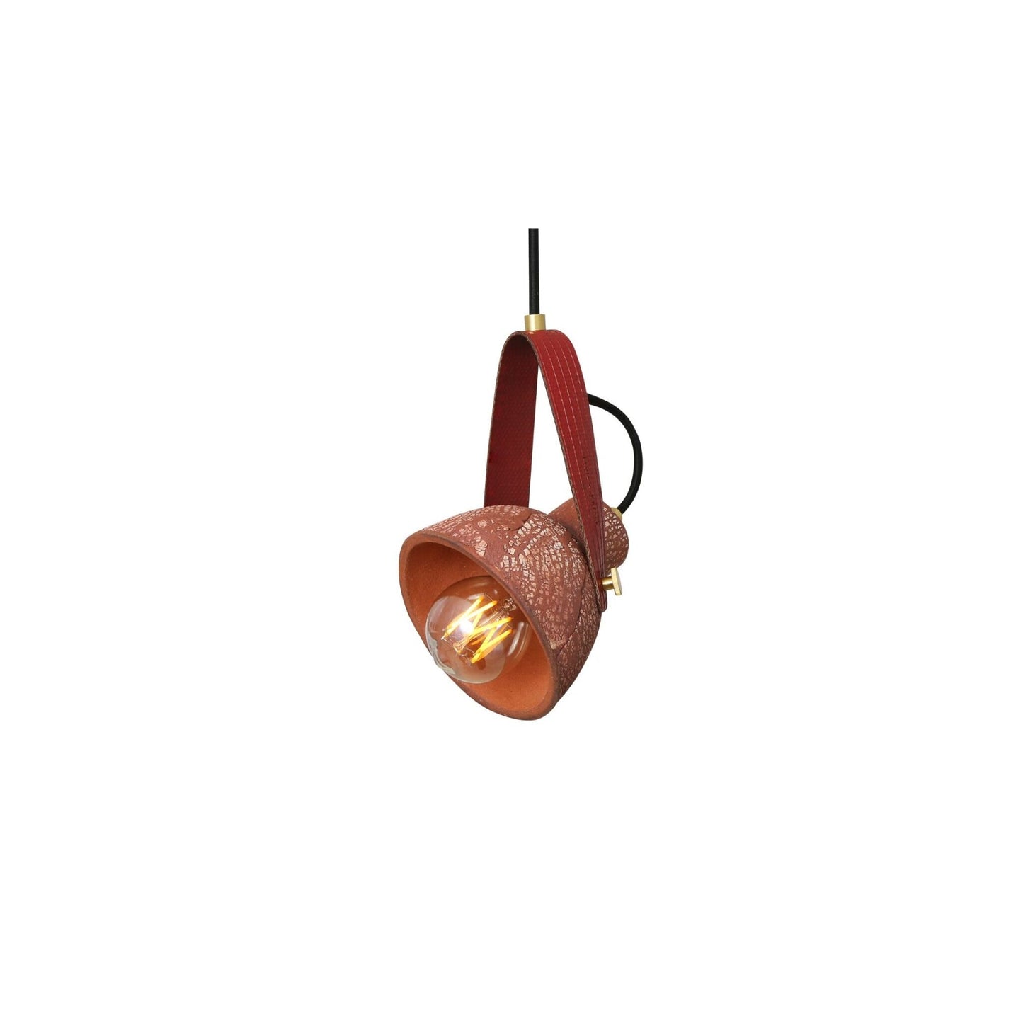 Pera Ceramic Pendant with Rescued Fire-Hose Strap