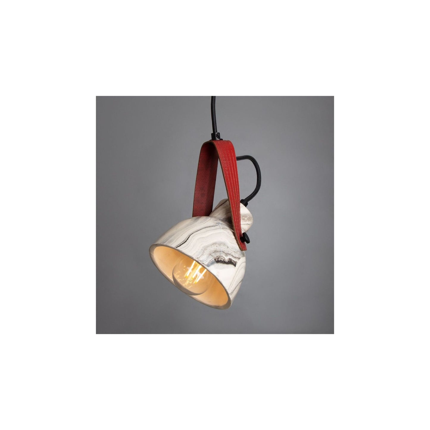 Pera Ceramic Pendant with Rescued Fire-Hose Strap
