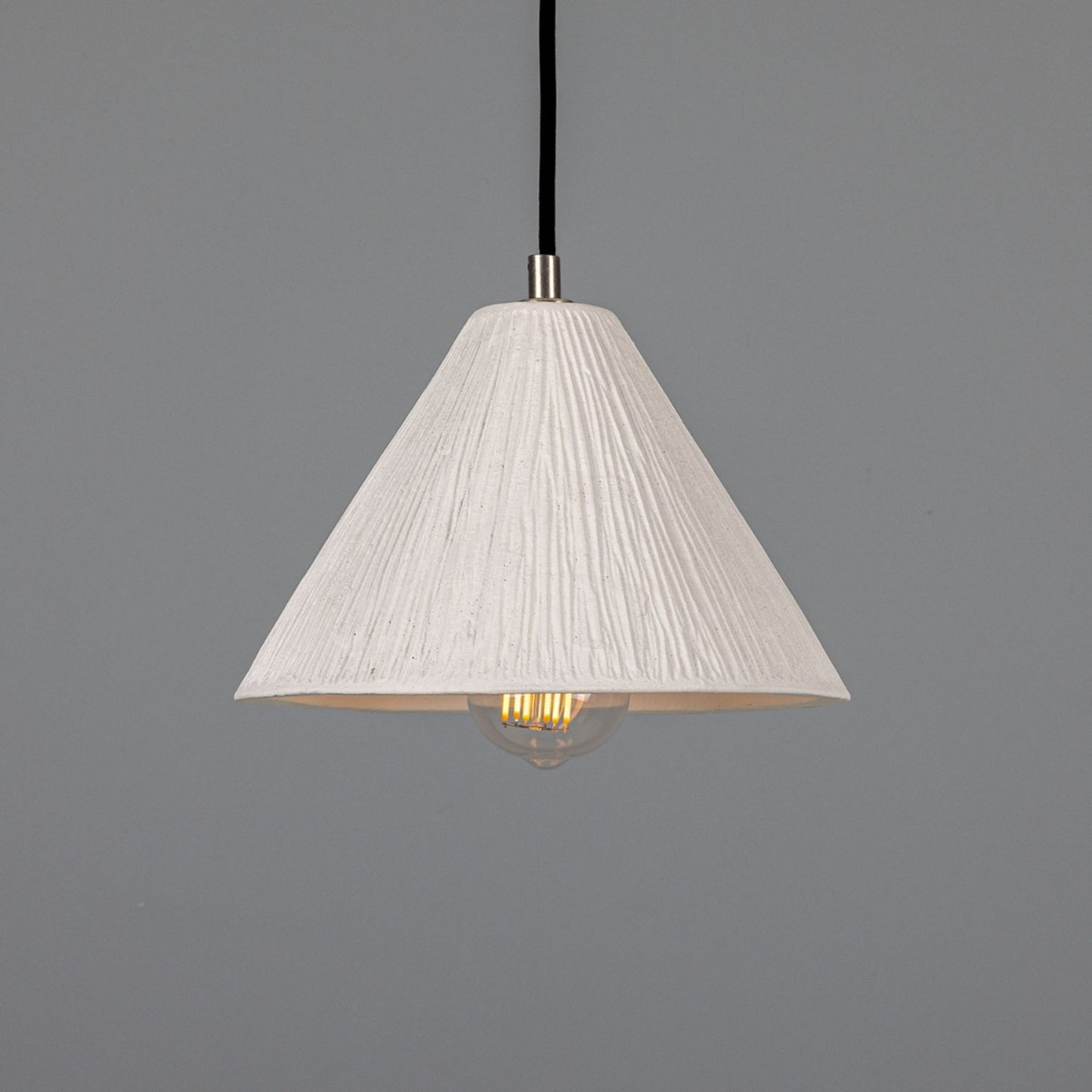 Tilia Organic Ceramic Cone Pendant with Matt White Striped Shade