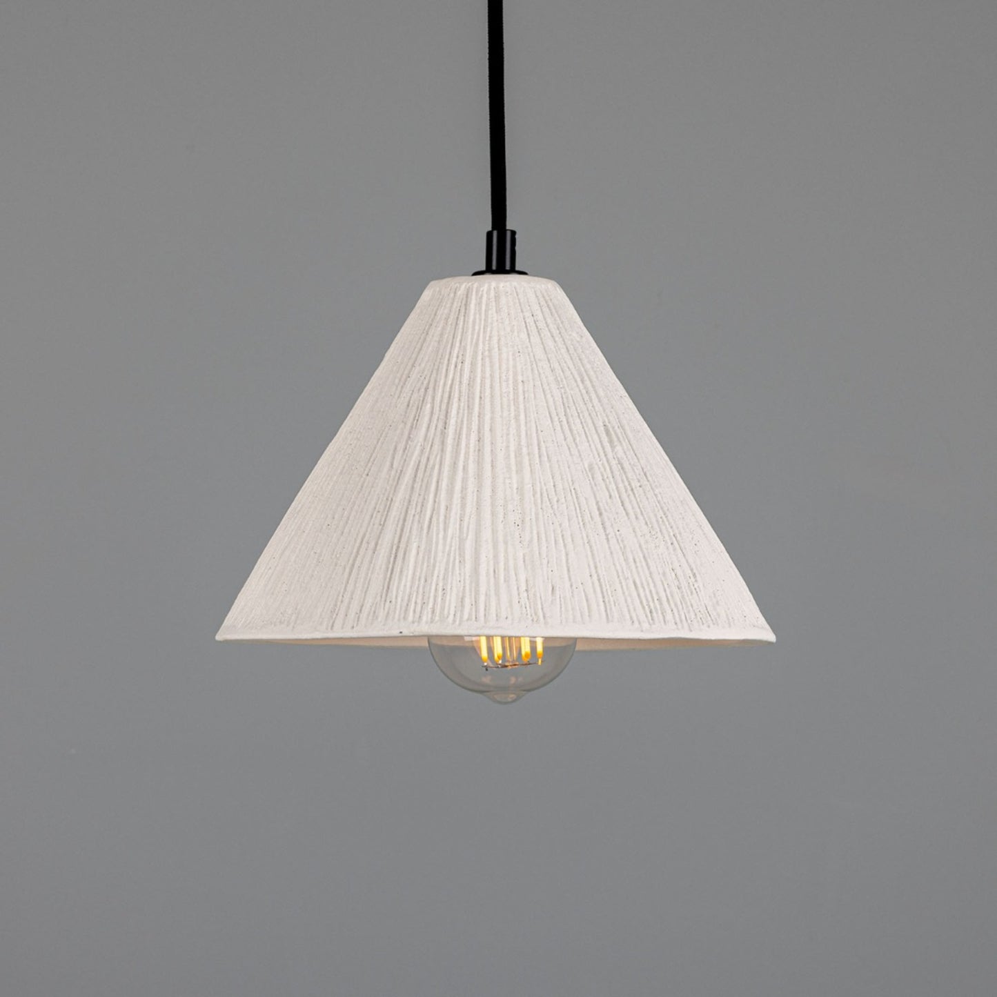 Tilia Organic Ceramic Cone Pendant with Matt White Striped Shade