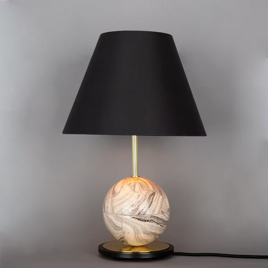 Byrd Marbled Ceramic Table Lamp with Fabric Shade