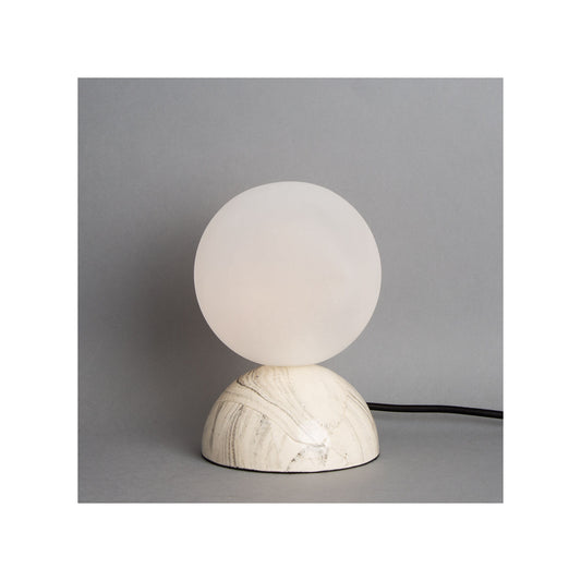 Ovata Marbled Ceramic Glass Ball Table Lamp in Polished Brass