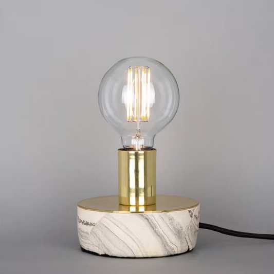 Fontana Marbled Ceramic and Brass Table Lamp