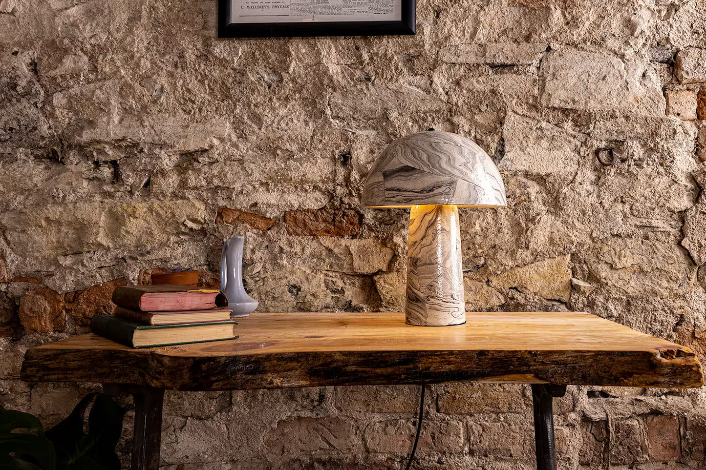 Amanita Marbled Ceramic Mushroom Table Lamp