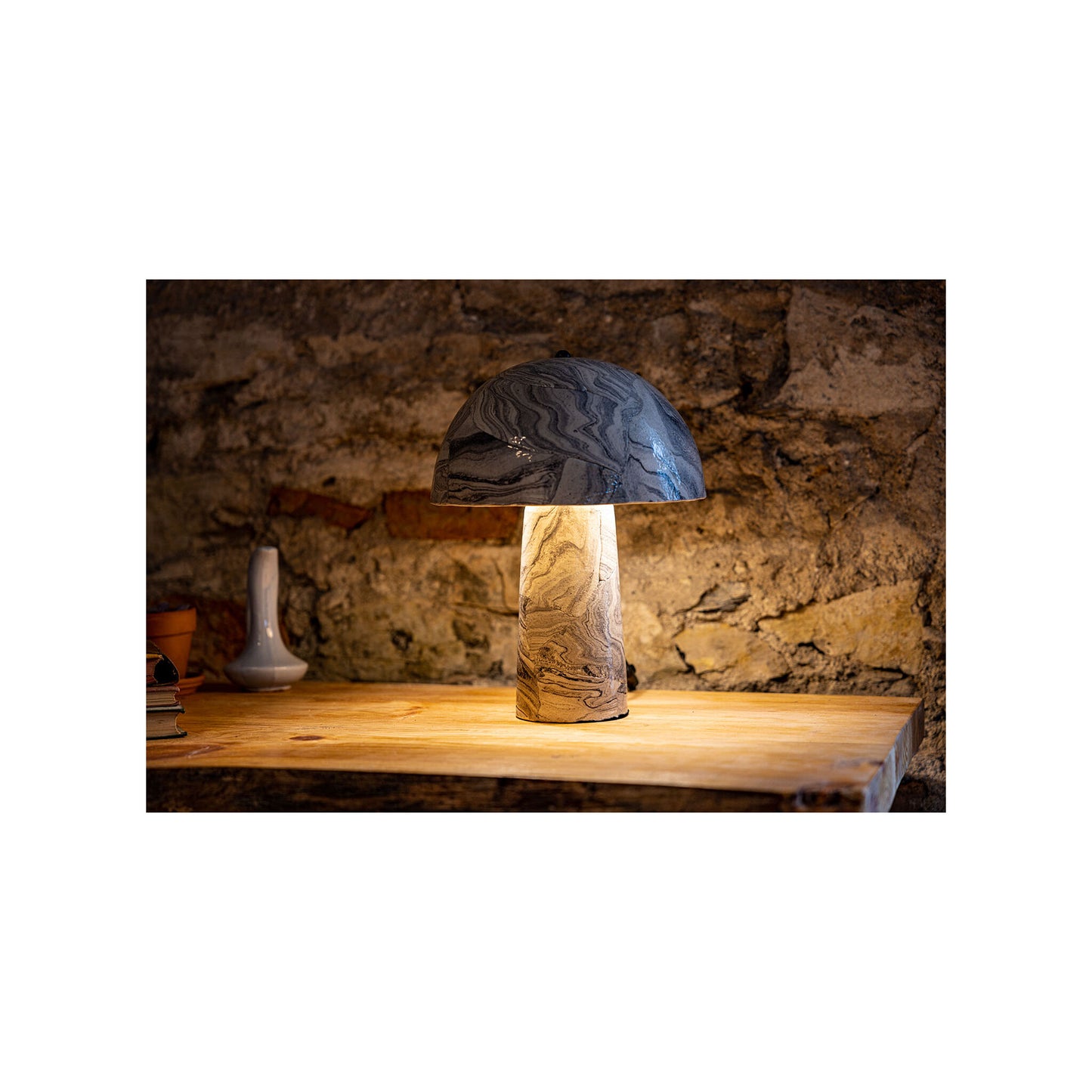 Amanita Marbled Ceramic Mushroom Table Lamp