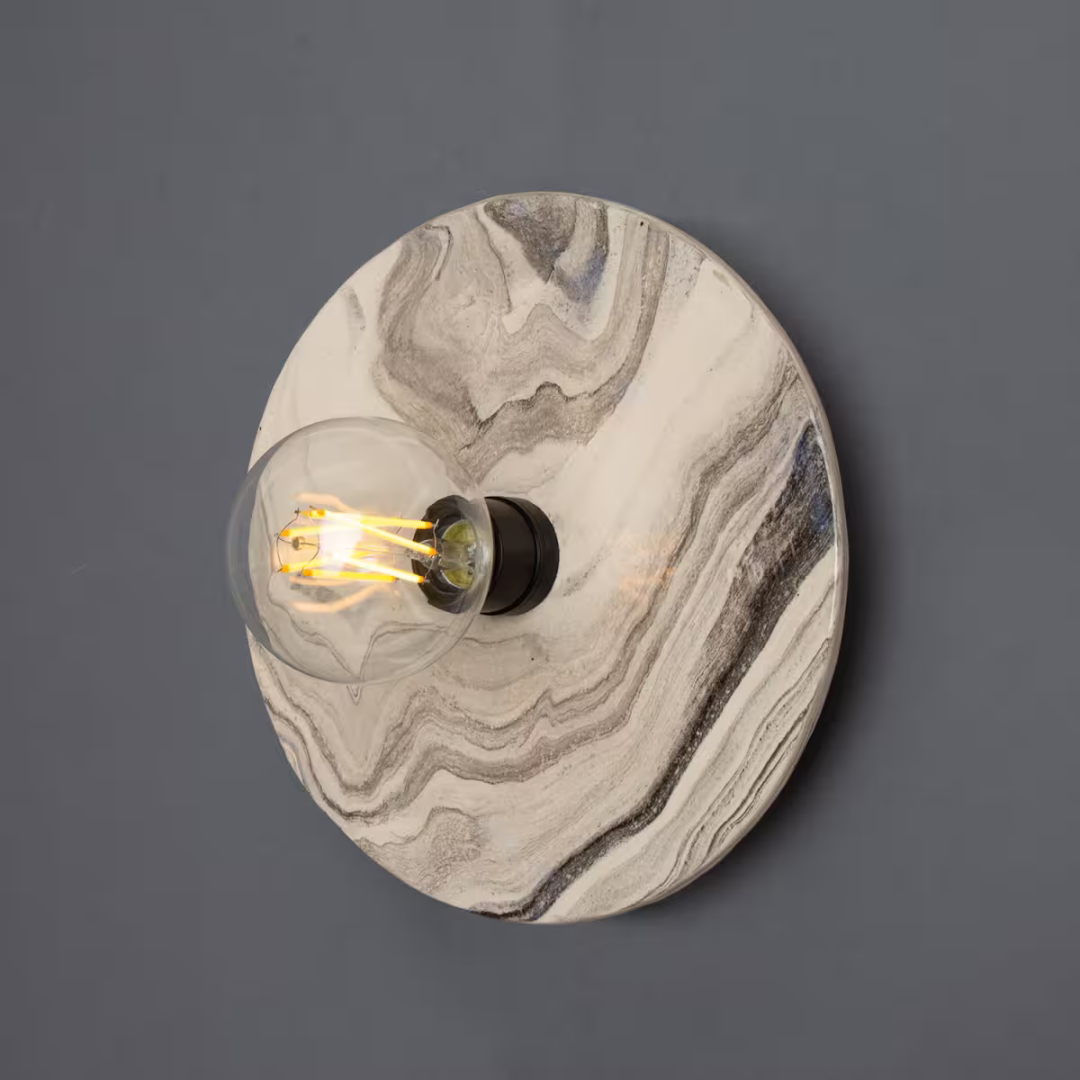 Bog Oak Organic Ceramic Disc Wall Light