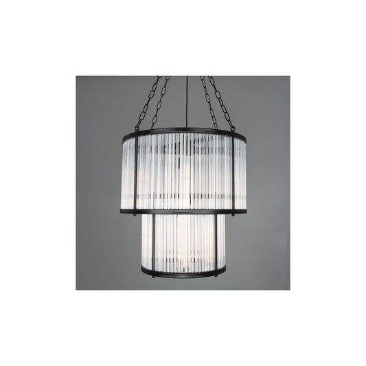 Caledon Two-Tier Pendant in Matt Black with Glass Rods