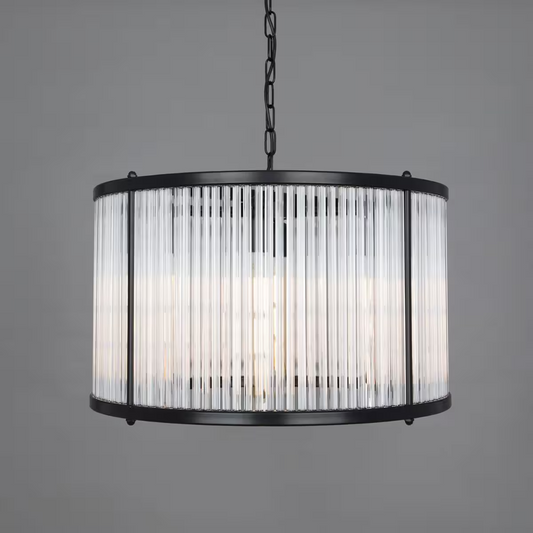 Caledon Grand Pendant in Matt Black with Glass Rods
