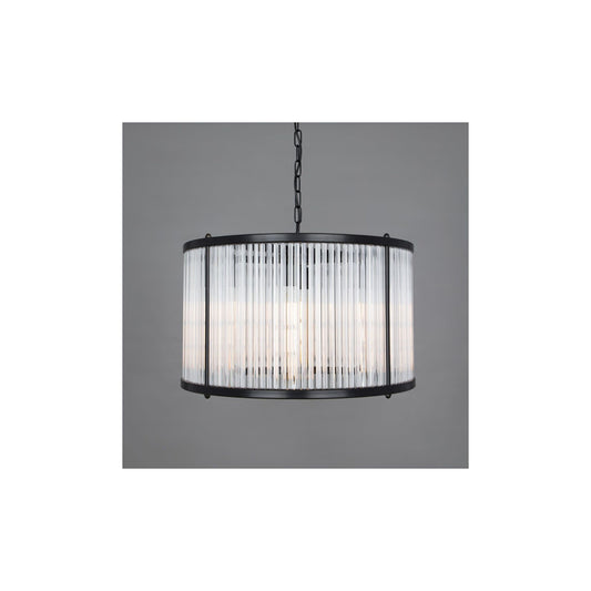 Caledon Grand Pendant in Matt Black with Glass Rods
