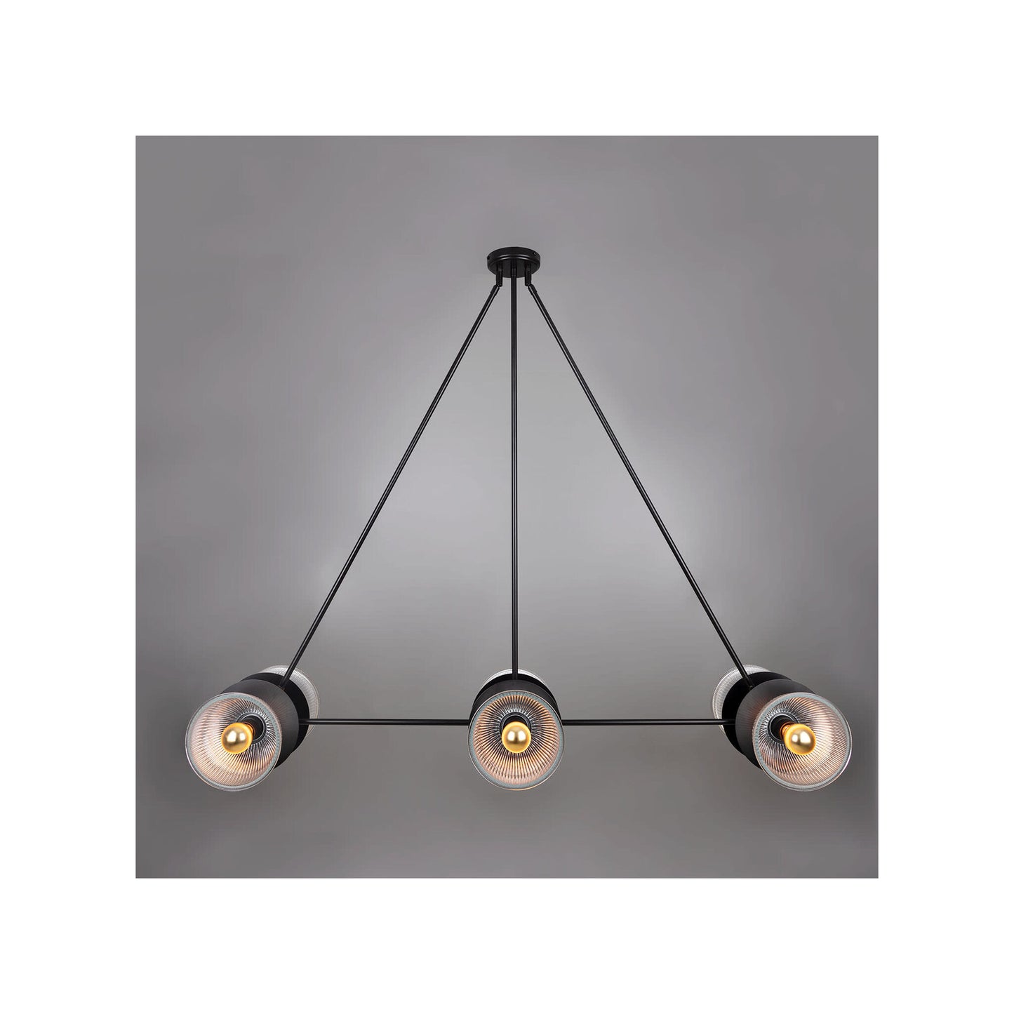 Eclipse Brass and Holophane Glass Dish Pendant