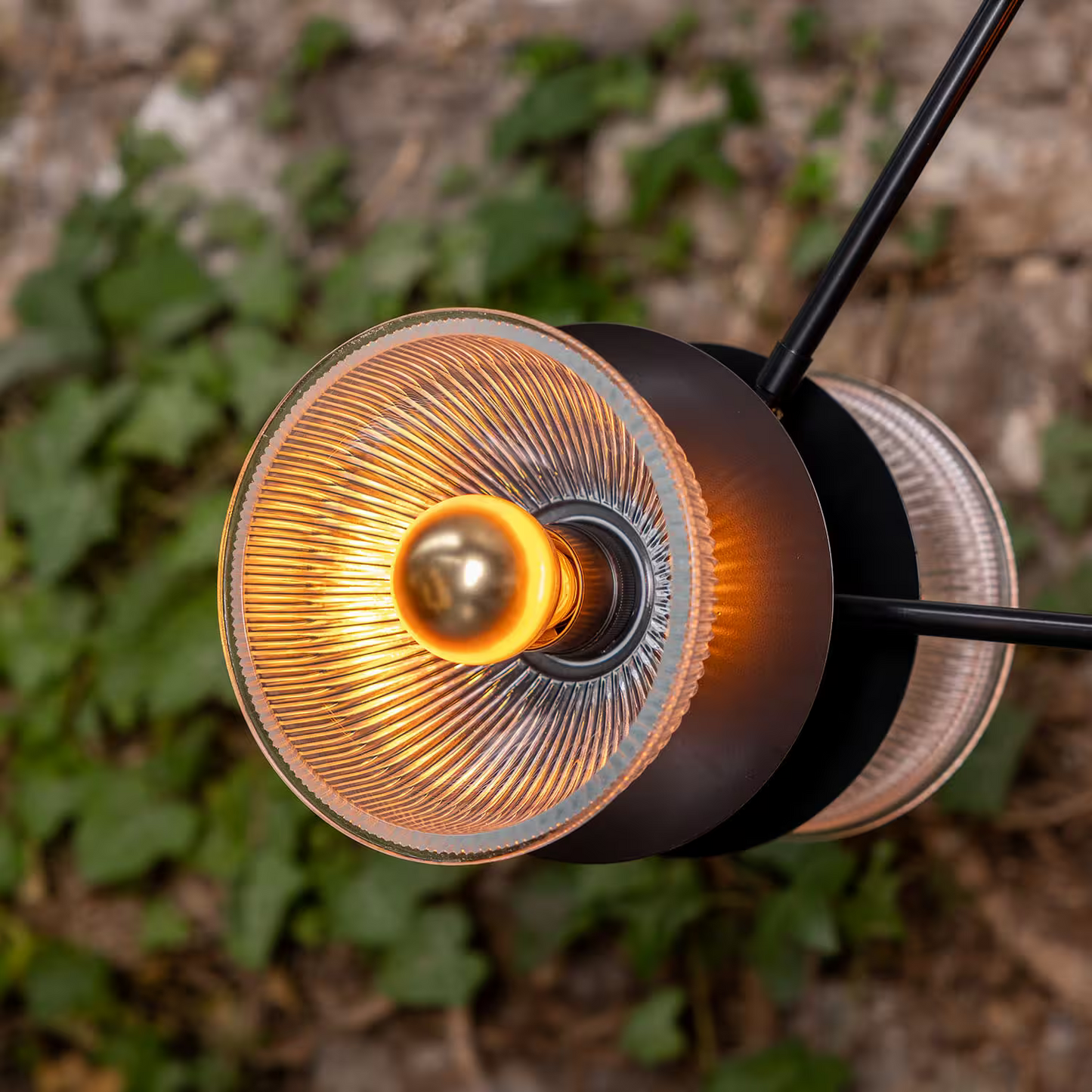 Eclipse Brass and Holophane Glass Dish Pendant