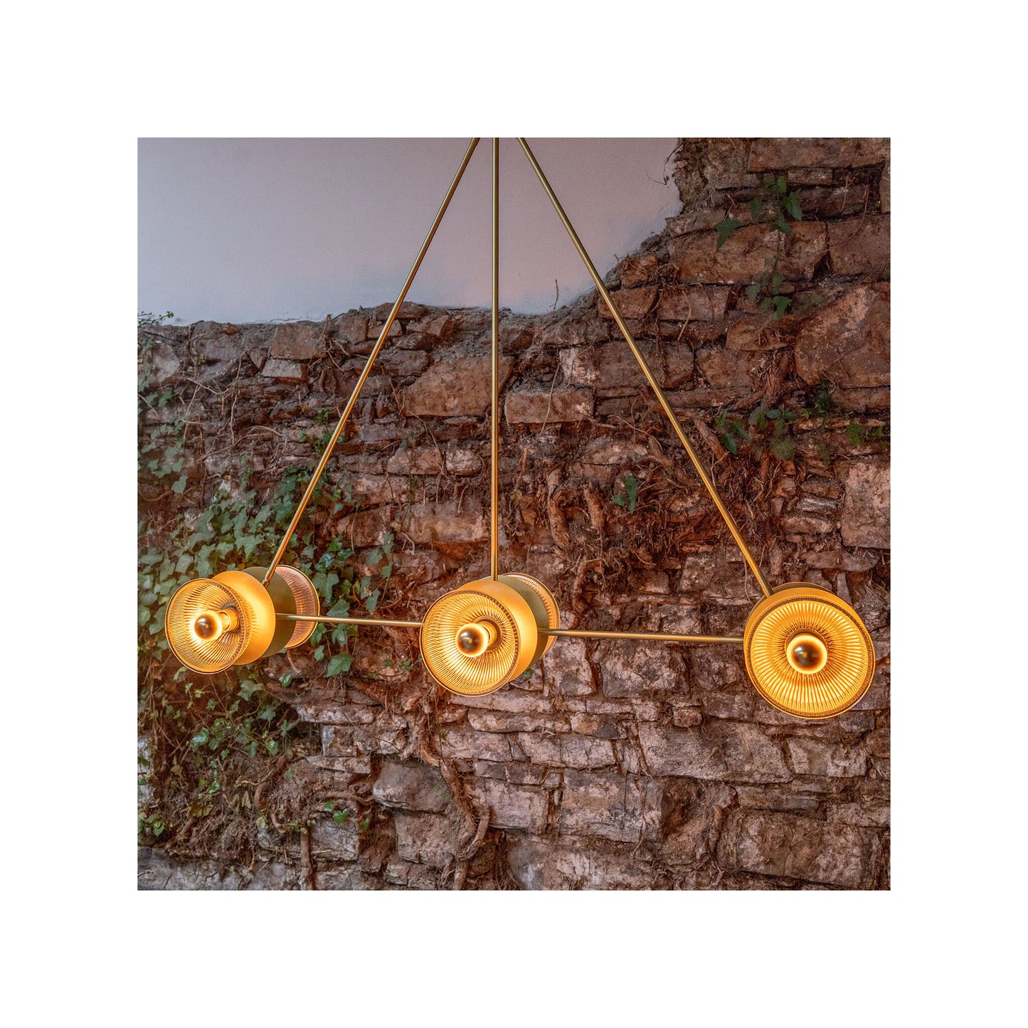 Eclipse Brass and Holophane Glass Dish Pendant