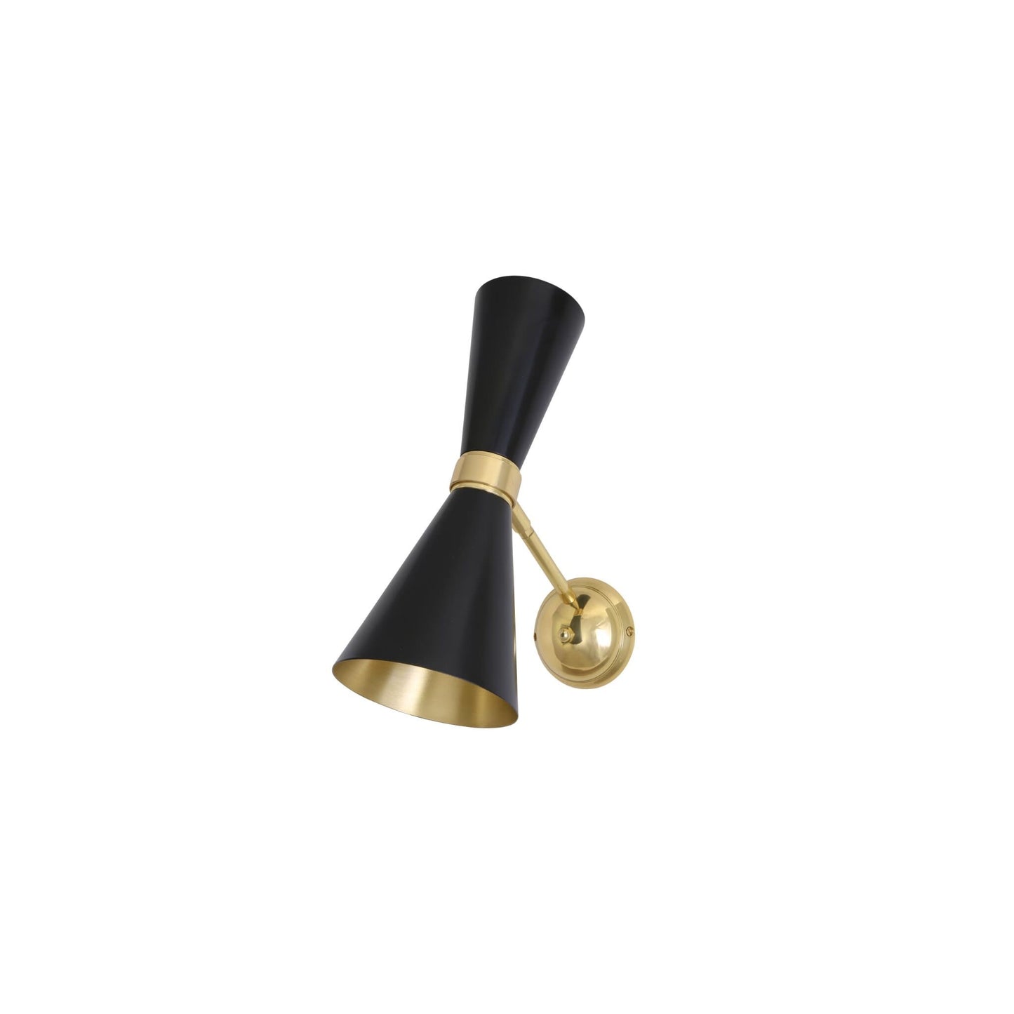 Cairo Mid-Century Double Cone Brass Swivel Wall Light