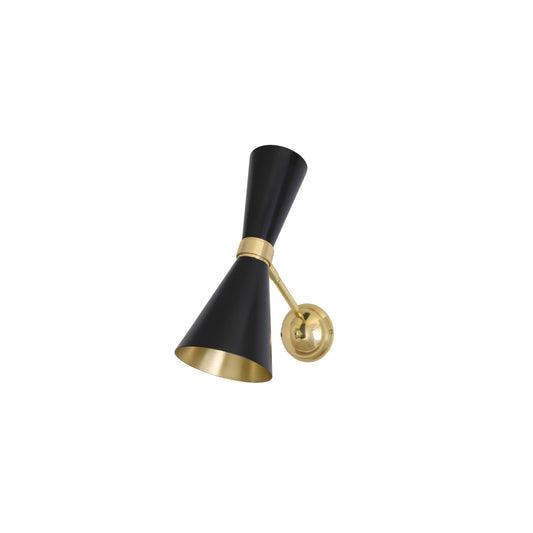Cairo Mid-Century Double Cone Brass Swivel Wall Light