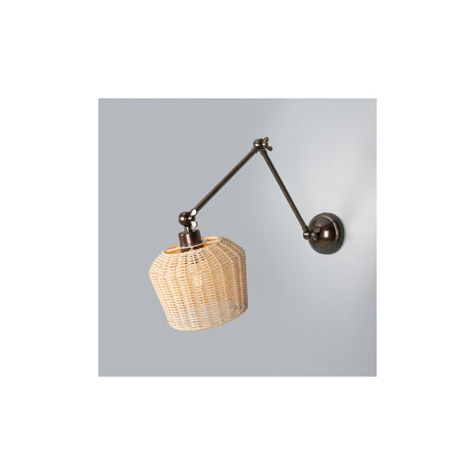 Manila Adjustable Arm Wall Light with Rattan Shade
