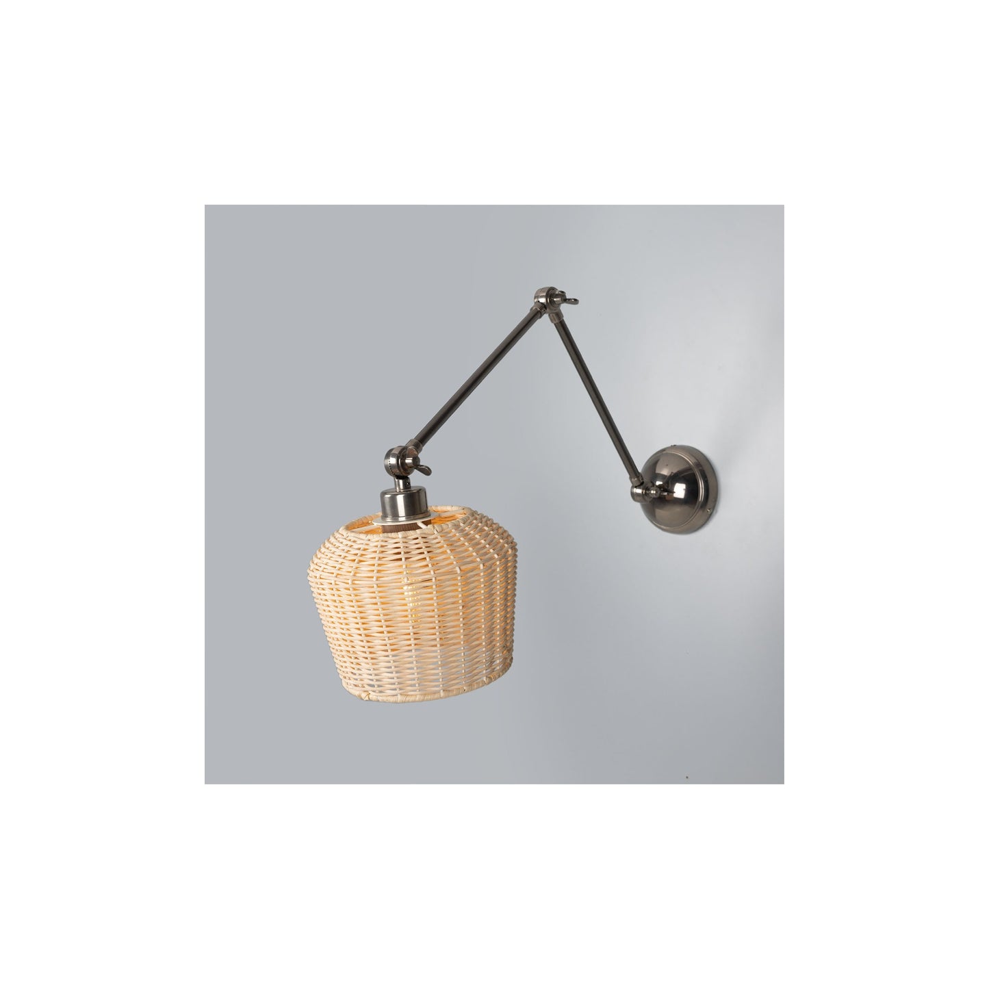 Manila Adjustable Arm Wall Light with Rattan Shade