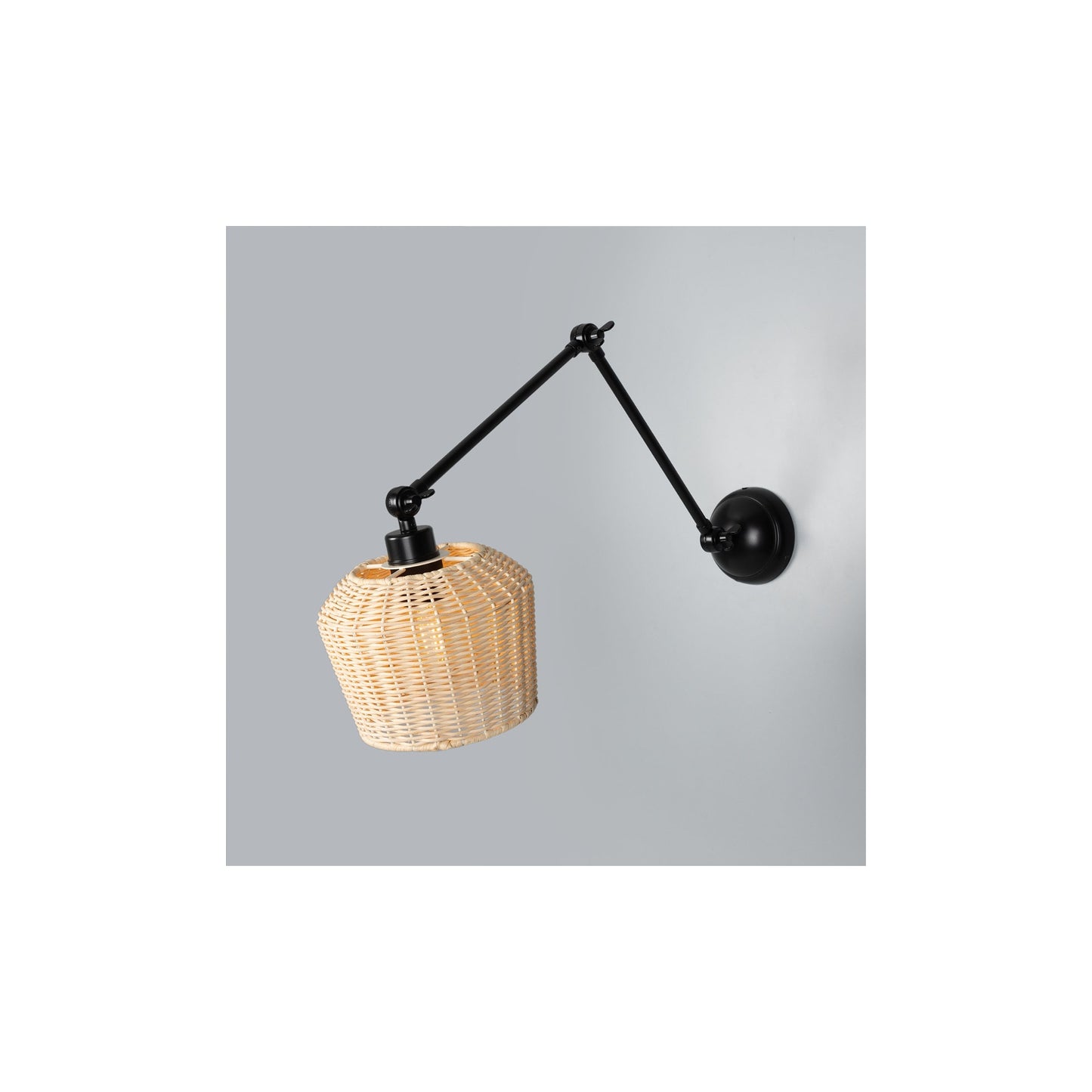 Manila Adjustable Arm Wall Light with Rattan Shade