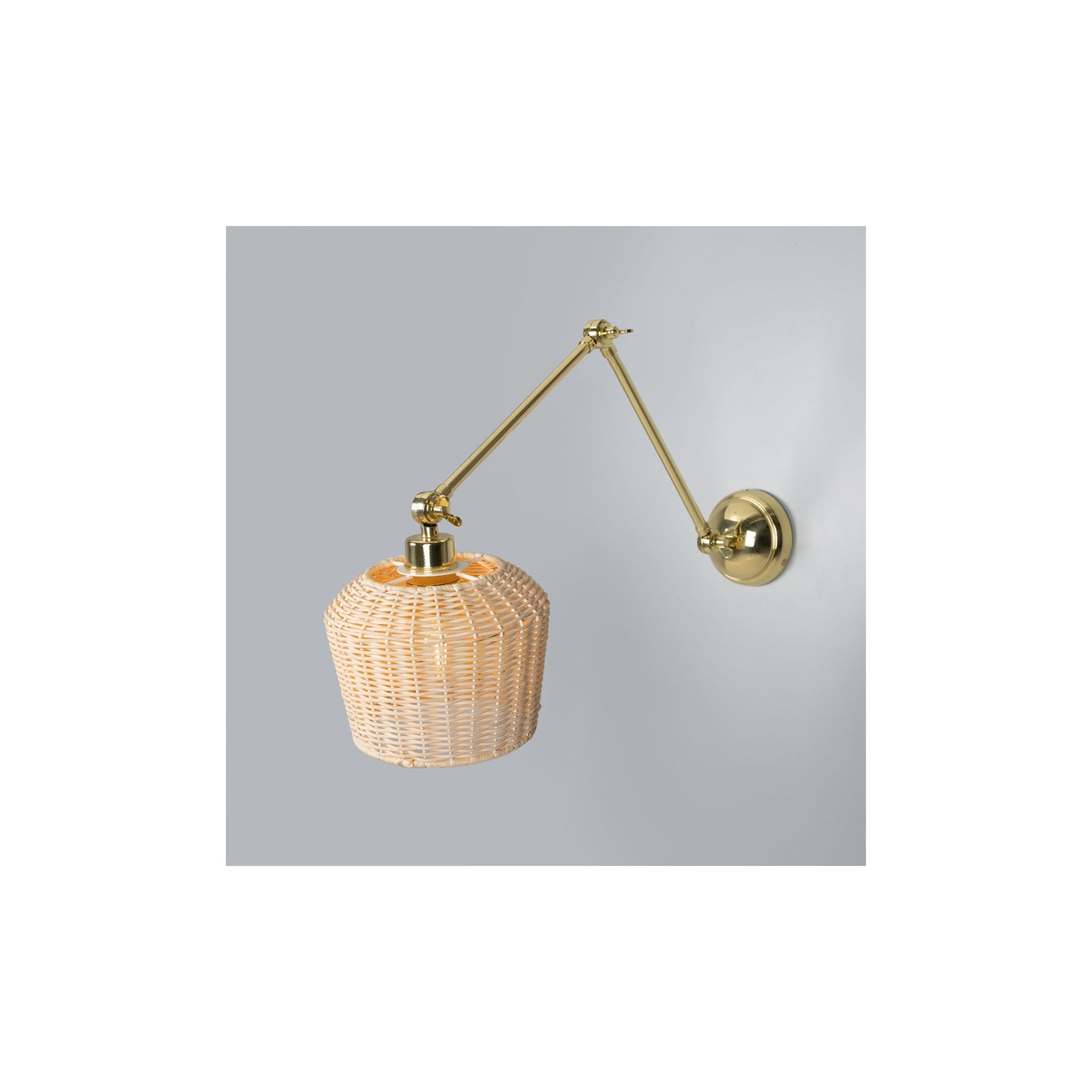 Manila Adjustable Arm Wall Light with Rattan Shade