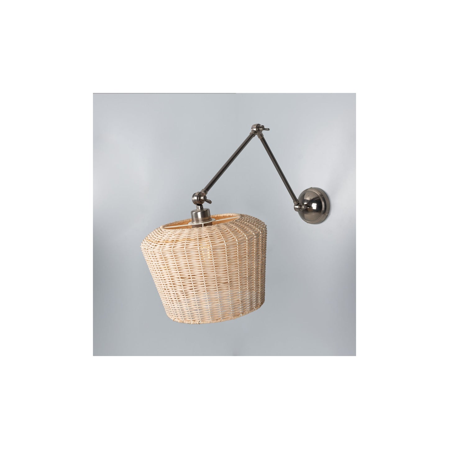 Manila Adjustable Arm Wall Light with Rattan Shade
