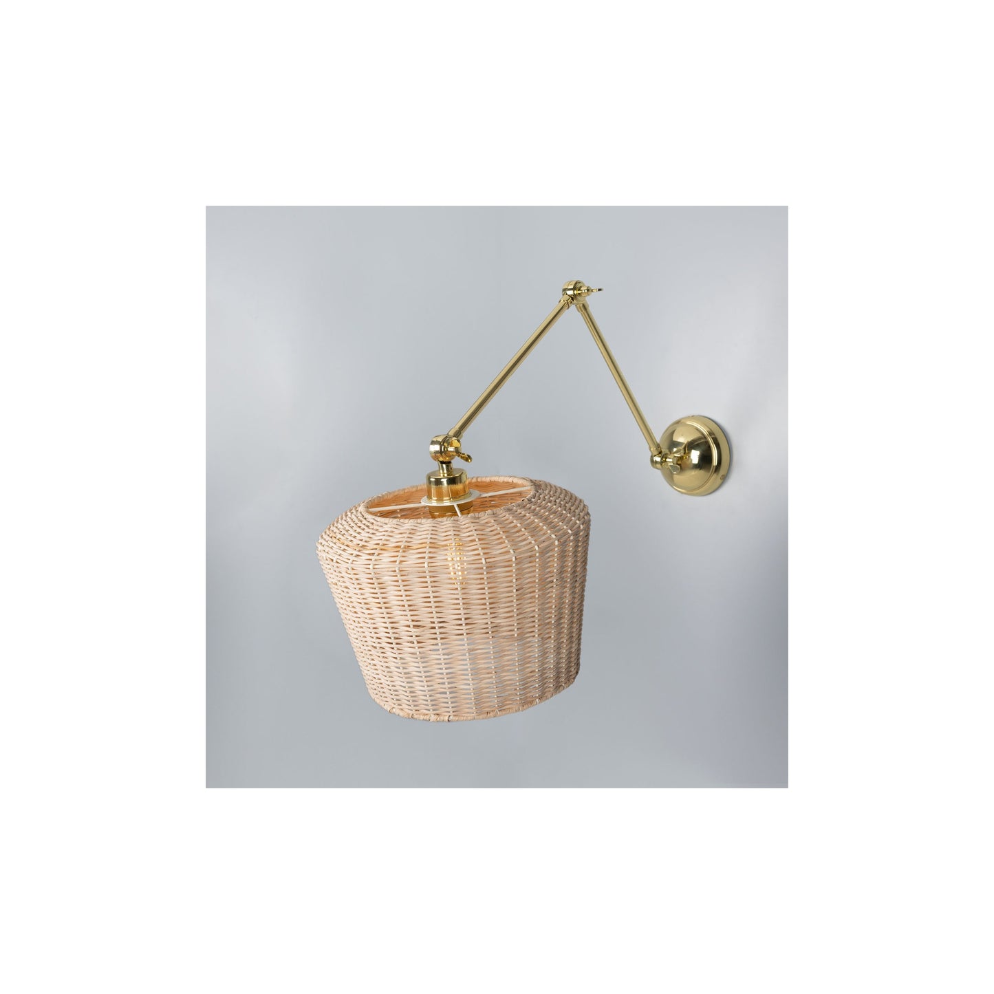 Manila Adjustable Arm Wall Light with Rattan Shade