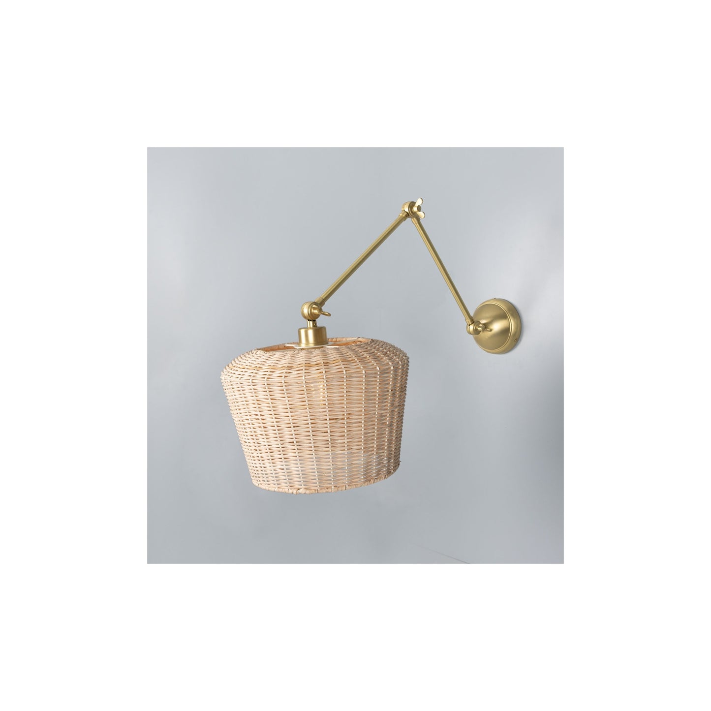 Manila Adjustable Arm Wall Light with Rattan Shade