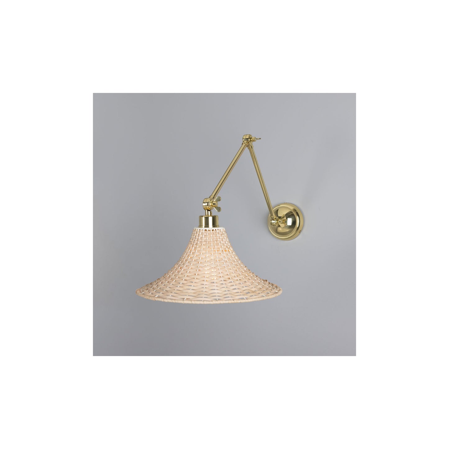 Savannah Adjustable Arm Wall Light with Bell-Shaped Rattan Shade