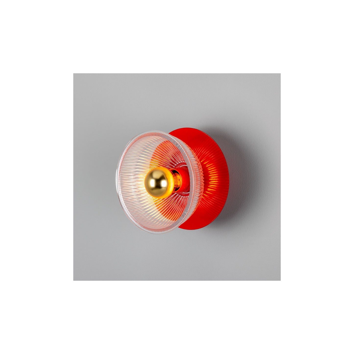 Eclipse Coloured Brass and Holophane Glass Dish Wall Light