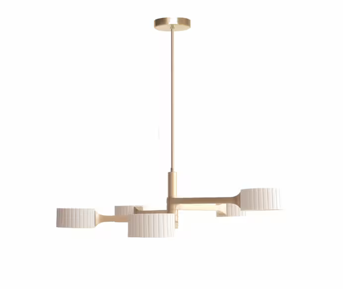 Brahma Five-Light Pendant with Raw Porcelain