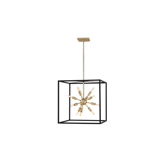 Aros 12-Light Pendant in Black & Warm Brass